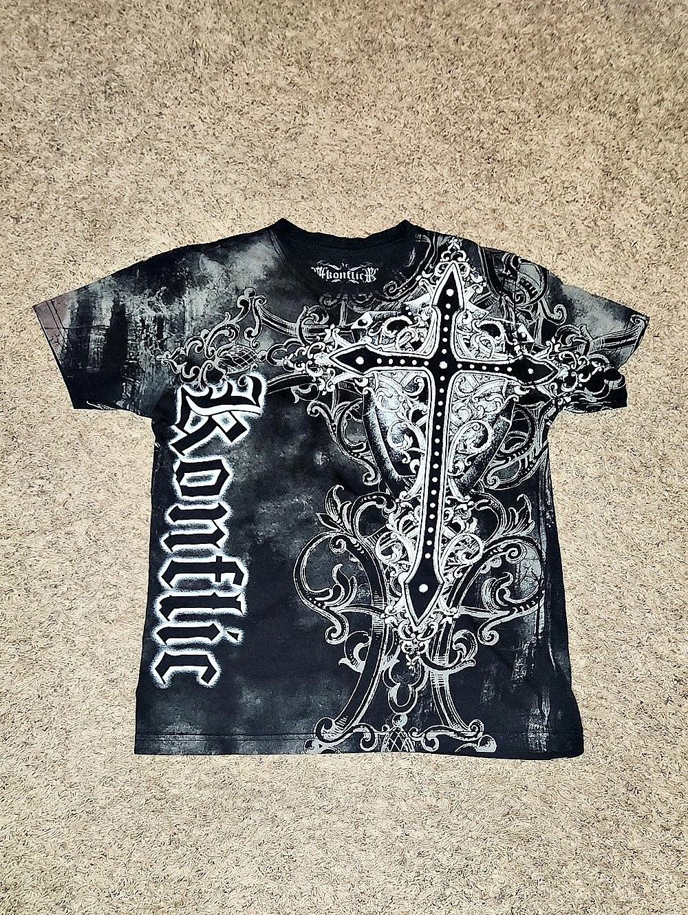 Konflic Graphic T-Shirt Black Cross Design
